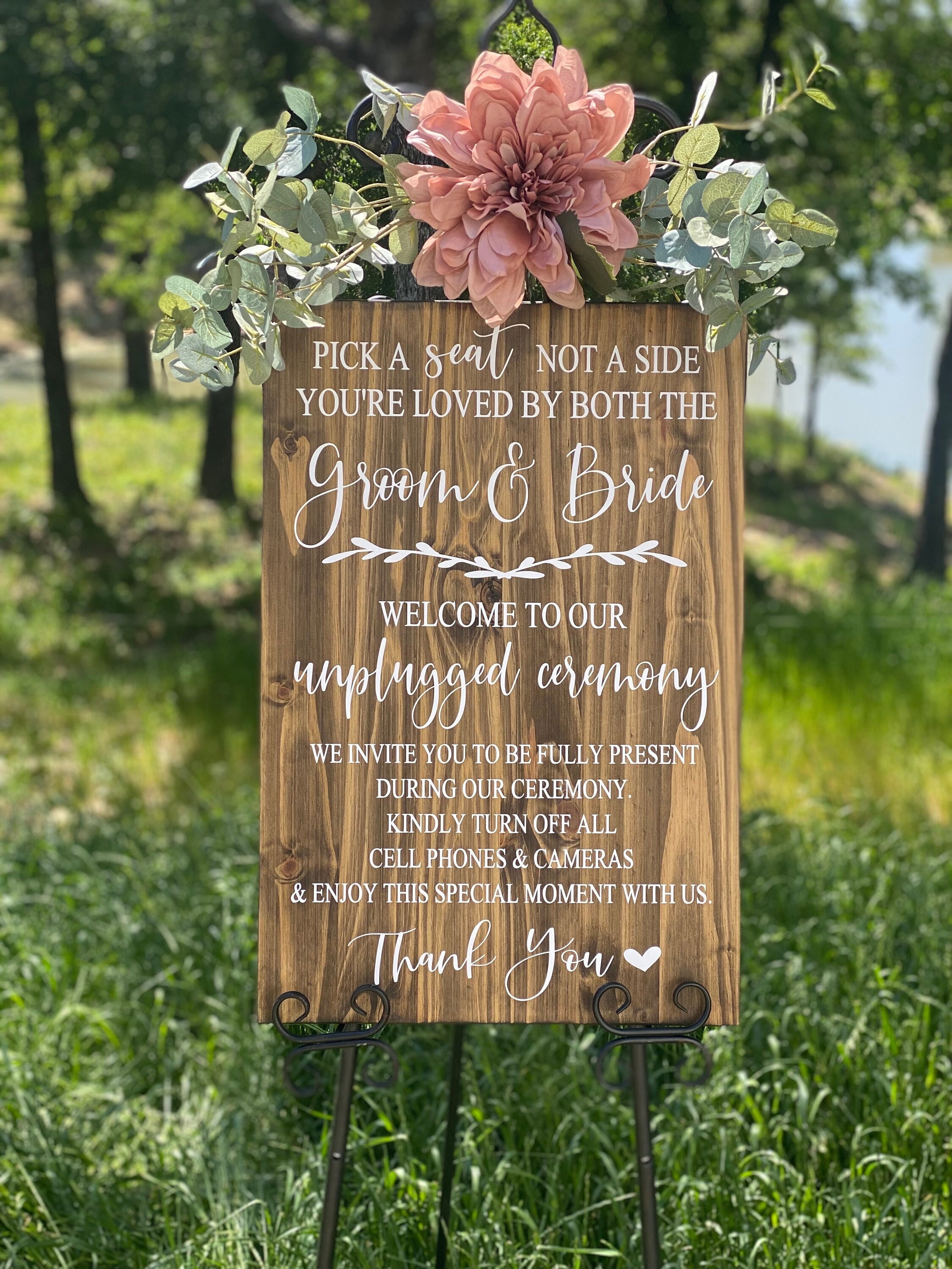 Pick A Seat Not A Side Sign Wood Wedding Sign Welcome to Our Wedding Sign  Wedding Reception Poster Personalized Entrance Sign for Wedding Guests  30X20