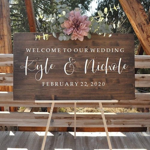 Wedding Welcome Sign - Bride And Groom Name Sign - Wedding Entrance Sign - Welcome to our Wedding - Rustic Wedding Decor - Family Name Sign
