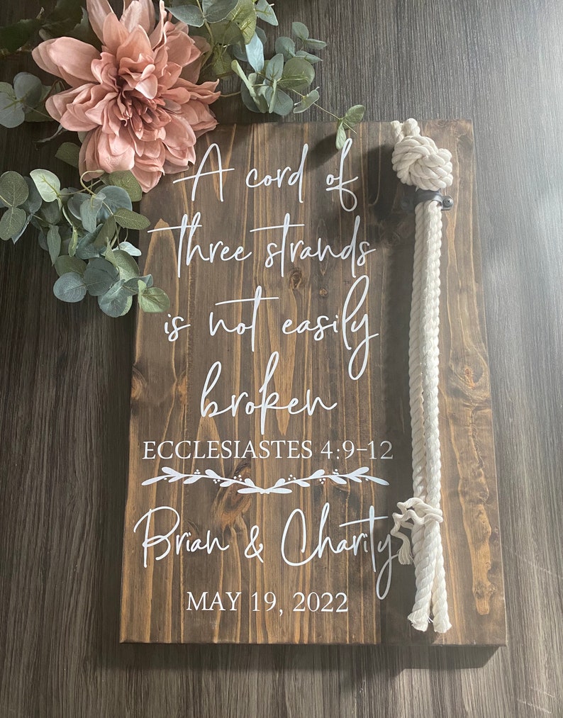 Scriptele For A Rope Cord of Three Strands Sign, Ecclesiastes 4:9-12, Alternative Unity ...