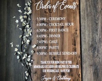 Order of Events Wedding Day Sign, Rustic Ceremony Events Sign, Best Day Ever Sign, Rustic Wedding Decor, Wood Wedding Events Sign