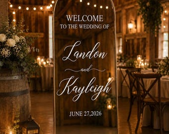Mirror Decal Wedding Welcome Sign Sticker Custom Ceremony Reception Entrance Personalized Bridal Sticker Adhesive Wedding Mirror