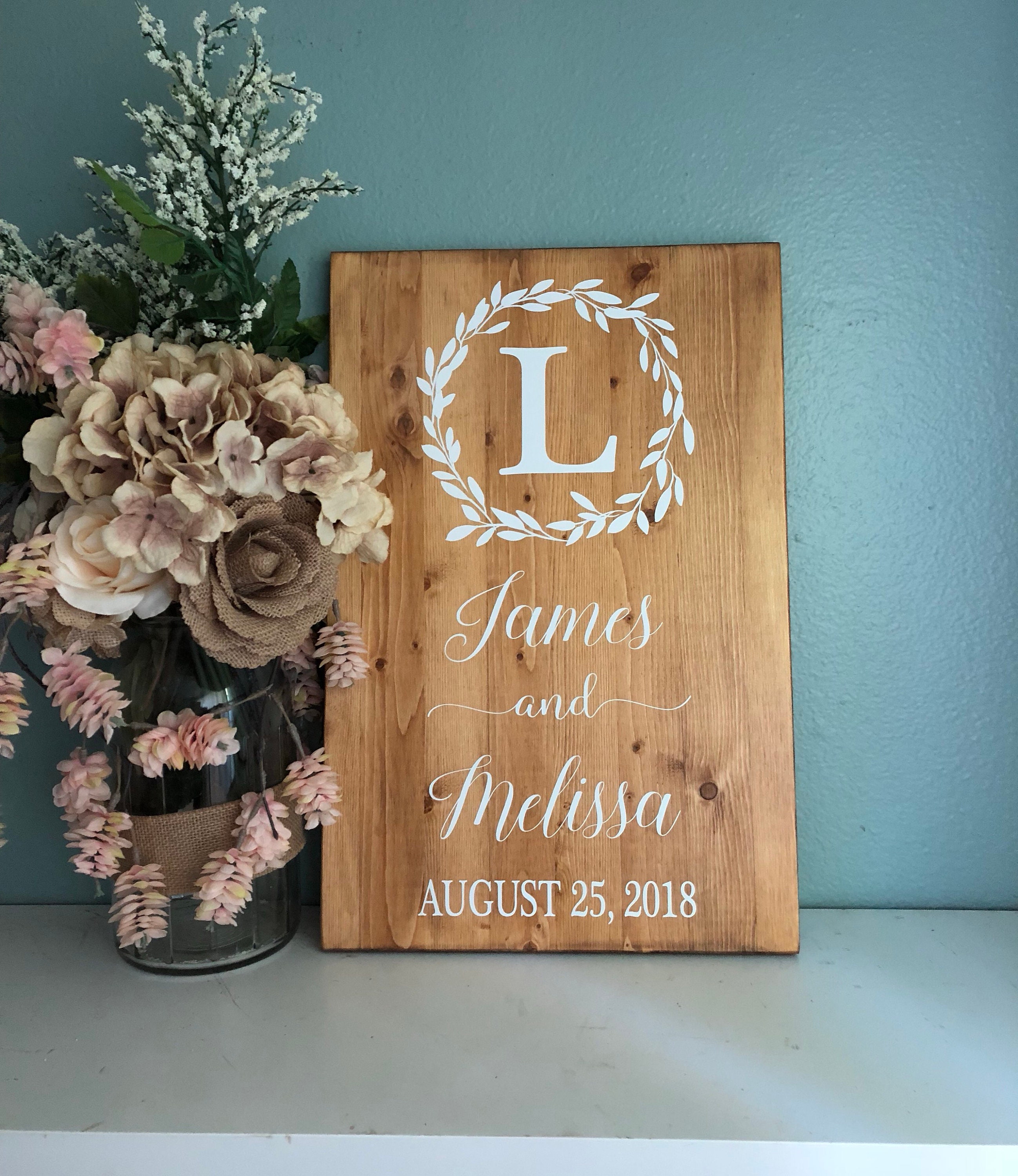 Wedding Welcome Sign, Wedding Entrance Sign, Laurel Wreath ...