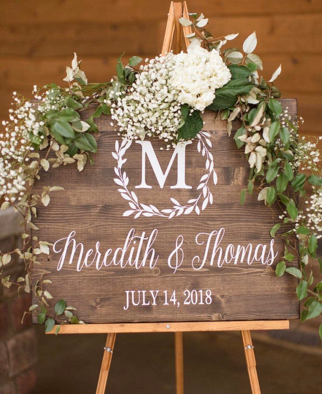 Wedding Sign, Wedding Entrance Sign, Laurel Wreath Wedding Name