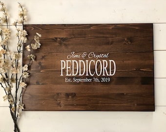 Rustic Wood Wedding Guest Book Alternative, Family Name Sign