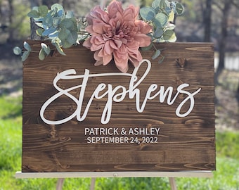 Personalized Wedding Welcome Sign | Rustic Wood, 3D Lettering