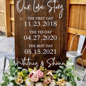 First Day Yes Day Best Day Sign, Love Story Sign Special Dates Sign Wedding Date Sign, Anniversary Gift Bridal Shower Valentine Holiday Gift