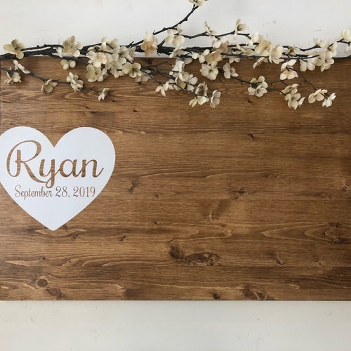 Rustic Wedding Guest Book Alternative / Initials & Heart Guest Etsy
