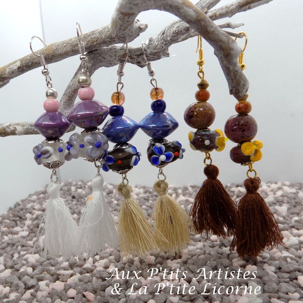 Parure Pendentif & Boucles D'oreilles En Céramique émaillée Et Acier - Multicolore - Occasion Parfaite