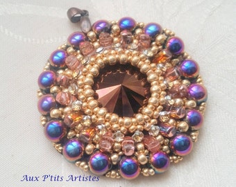 pendant "Raffaella" Jet Full Slippery and gold