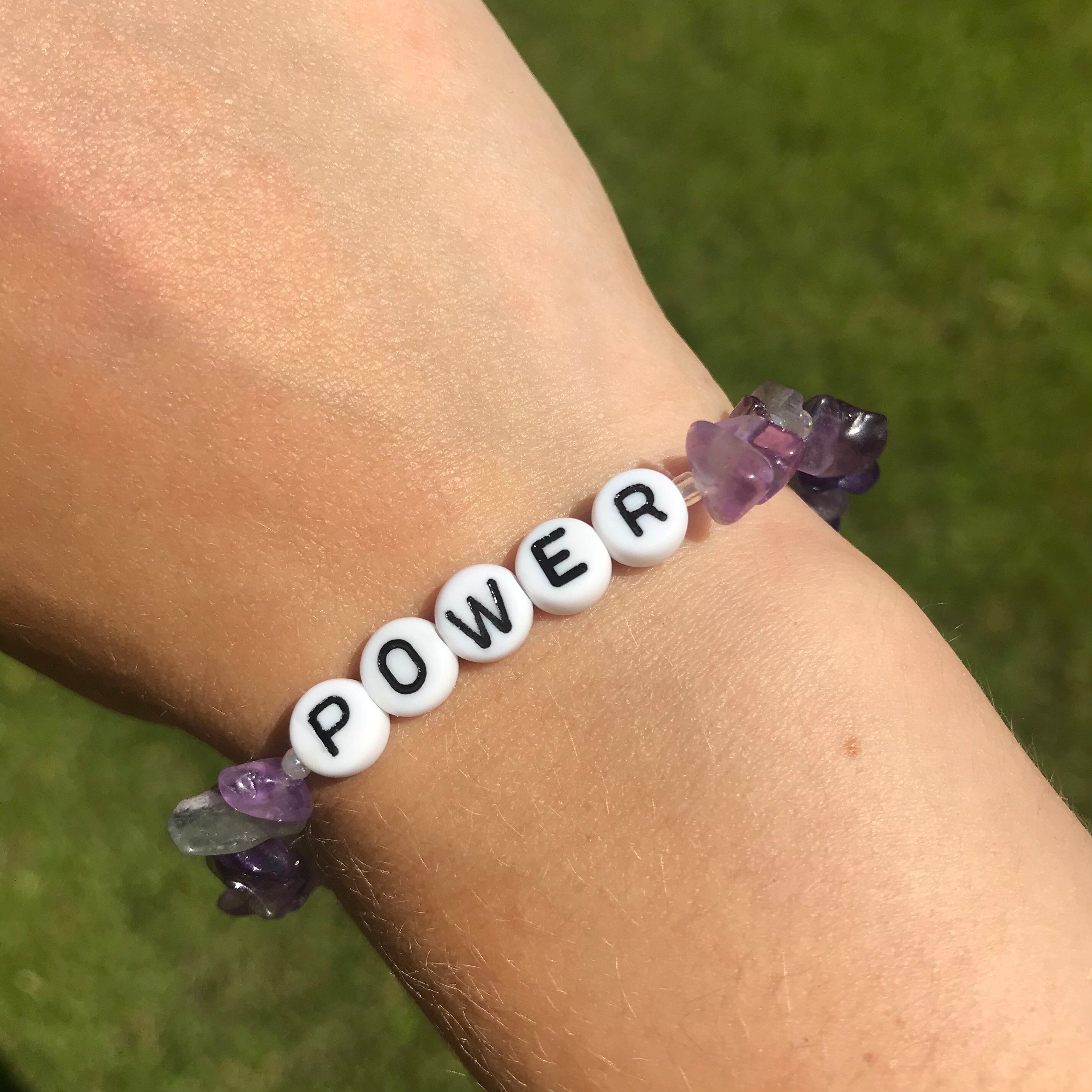 Amethyst Power Crystal Healing Bracelet Affirmation Positivity Gift