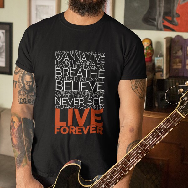 Oasis Live Forever Lyrics T-shirt