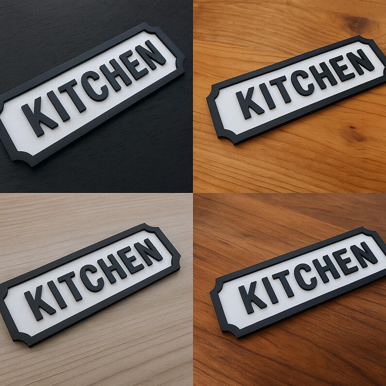 Modern Black and White Kitchen Sign, Laser Cut Wooden Wall Plaque ...