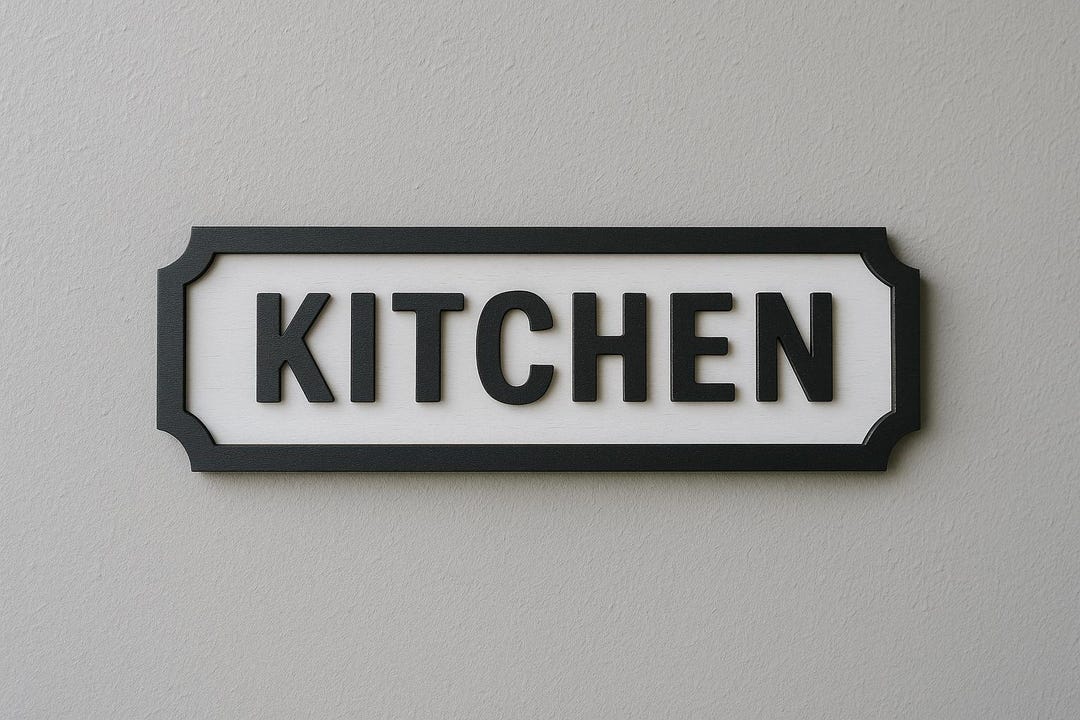 Modern Black and White Kitchen Sign, Laser Cut Wooden Wall Plaque ...