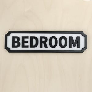 Bedroom Door Sign - Black and White Wooden Room Plaque, Custom Personalised House Decor