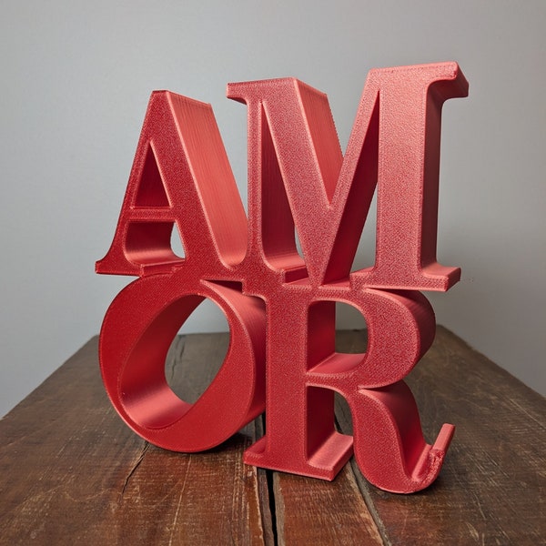 AMOR Sign | Choose Color & Size | Custom AMOR Love Sign | Engagement Gift | Amor Sculpture | 3D Printed Sign | Amor Pop Art