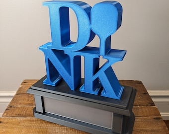 Personalized DINK Pickleball Trophy: 3D Printed Award with Custom Text