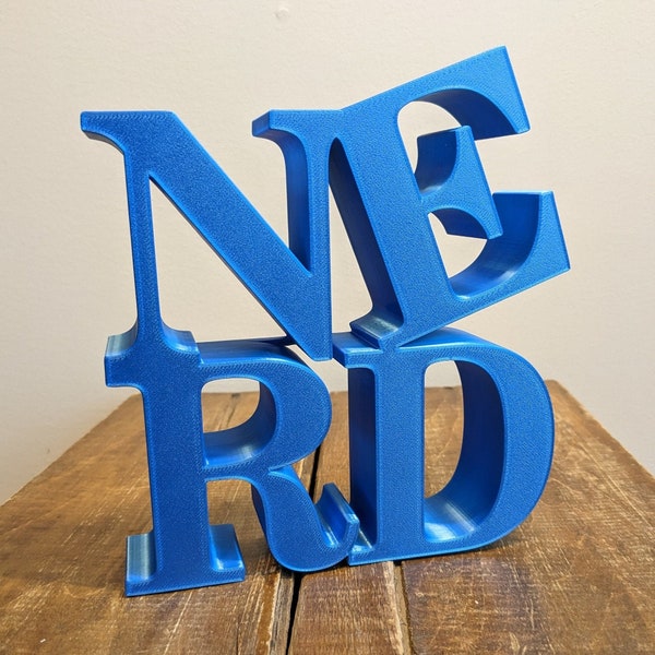 NERD Sign | NERD Pop Art | Available in your choice of Size & Color | 3D Printed Art / Home and Office Decor