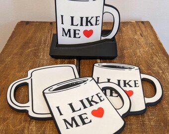 Posavasos "I Like Me": Decoración con afirmaciones positivas impresa en 3D