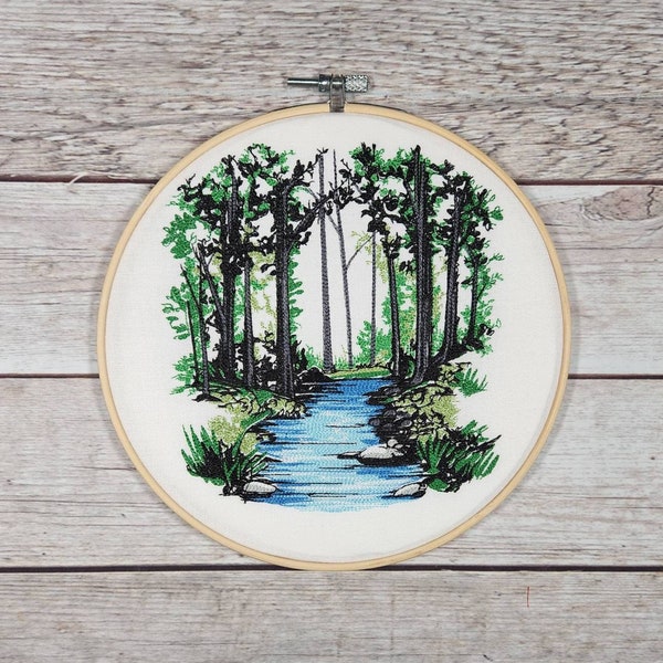 Ready to Hang, Embroidered Wall Art, 8 inch hoop Embroidery, Nature Hoop, Finished Embroidery