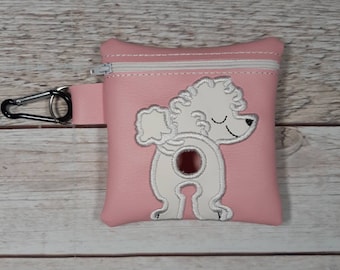 Poodle Poop Bag Holder, Poo Bag, Embroidered Zipper Pouch, Dog Walking Bag Holder