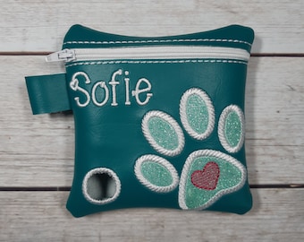 Personalized Poop Bag Holder, Vinyl Poop Bag Holder, Zipper Pouch, Dog Walking Bag Holder
