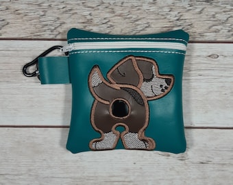 Beagle Poop Bag Holder, Poo Bag, Embroidered Zipper Pouch, Dog Walking Bag Holder
