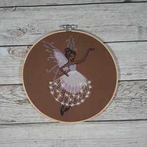Finished Embroidery, Girl's Room Wall Decor, Embroidered Wall Art, 8 inch hoop, Fairy Wall Art