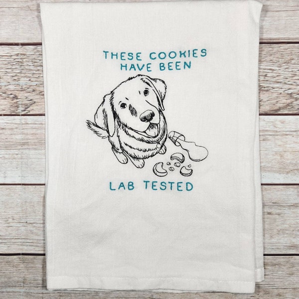 Funny Dog Dish Towel,  Embroidered Kitchen Towel, Flour Sack Towel,  Kitchen Tea Towel, Dog Tea Towel