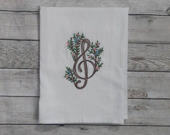 Flour Sack Towel, Spring Kitchen Towel, Embroidered Towel, Decorative Towel