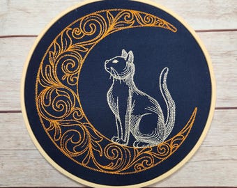 Cat Finished Embroidery, Cat Wall Decor, Embroidered Wall Hoop Art, 8" hoop, cat Decoration