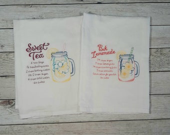 Tea Towel Set,  Sweet Tea Dish Towel, Decorative Towels, Embroidered Kitchen Towel