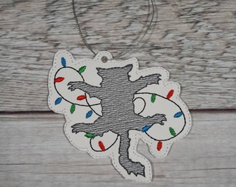 Embroidered Cat Tree Ornament, Funny Decoration, Stocking Stuffer