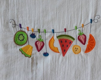 Flour Sack Tea Towel, Embroidered Towel, Pretty Dish Towel, Housewarming Gift,  Pretty Kitchen Towel