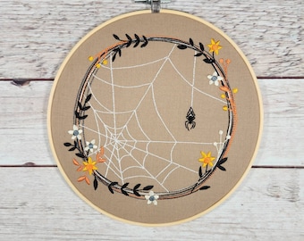 Finished Embroidery, Halloween Wall Art, 8 inch hoop Embroidery, Halloween Hoop, Fall Decor