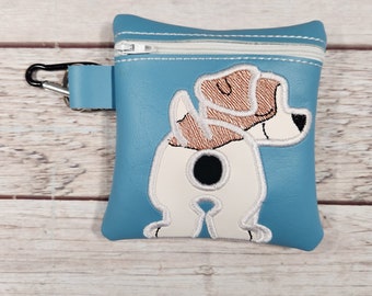 Jack Russell Terrier Poo Bag Holder, Jack Russell Poo Bag, Embroidered Zipper Pouch, Dog Walking Bag Holder