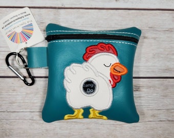 Chicken Poop Bag Holder, Poo Bag, Embroidered Zipper Pouch, Dog Walking Bag Holder