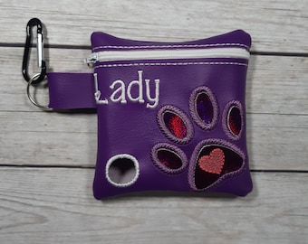 Personalized Poop Bag Holder, Vinyl Poop Bag Holder, Zipper Pouch, Dog Walking Bag Holder