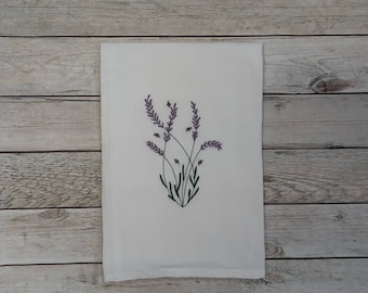 Embroidered Kitchen Towel, Lavender Tea Towel, Mother's Day Gift, Bee Dish Towel, Decorative Towel
