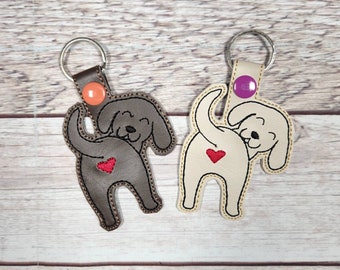Lab Keychain,  Dog Snaptab, Vinyl Snap tab, Yellow Lab Embroidered Keychain, Stocking Stuffer, Chocolate Lab Keychain
