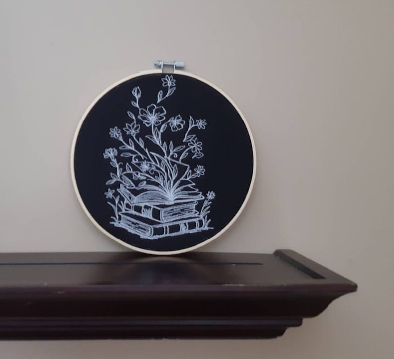 Finished Embroidery, Book Hoop Art, Book Decor, Embroidered Wall Art, 8 ...