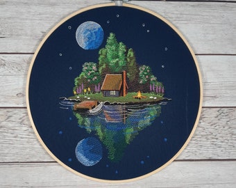 Finished Embroidery, Spring Wall Art, Spring Decor, Embroidered Hoop Art, Cabin Hoop Art