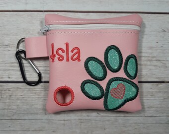Personalized Poop Bag Holder, Vinyl Poop Bag Holder, Zipper Pouch, Dog Walking Bag Holder