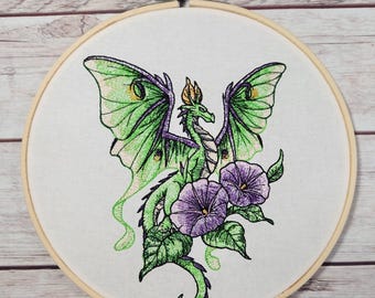 Dragon Finished Embroidery, Spring Wall Decor, Embroidered Wall Hoop Art, 8" hoop, Dragon Decoration