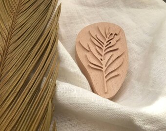 Plant stamp, wooden block stamp, soap making supplies, clay tools, craft stamp