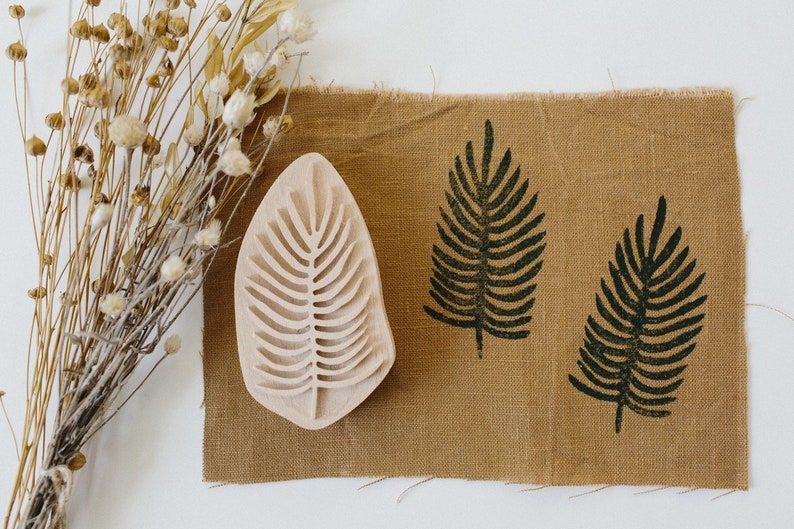 pottery stamp botanical print Textile Stamp for leaf print pottery tool Fabric stamp carved stamp clay stamps
