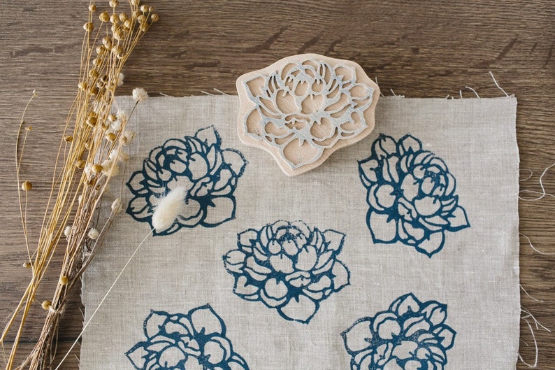 Fabric stamp carved stamp succulent print clay stamp pottery stamp Succulent stamp