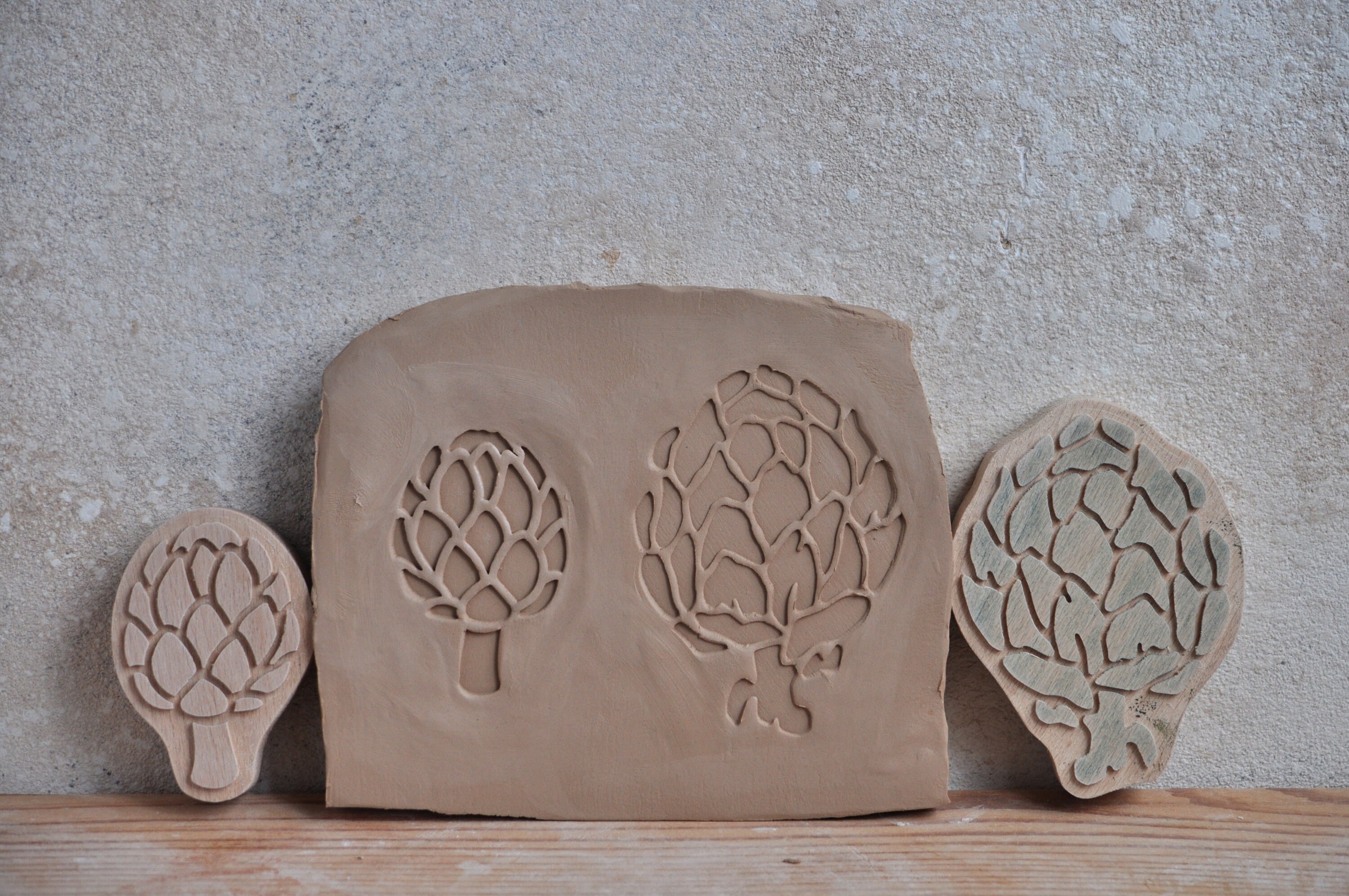 Clay Stamps, Gingko Biloba Ceramic Stamp, Botanical Pattern, Clay