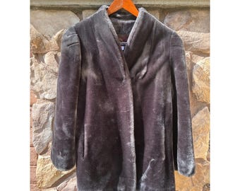 Abrigo vintage de piel sintética Jordache para mujer, talla grande, gris, años 90, estilo Mob Wife Hollywood