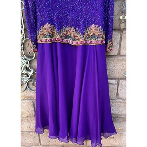 Vintage Adrianna Papell Silk Beaded Evening Dress Maxi Long Sleeve Size 8 90s image 8