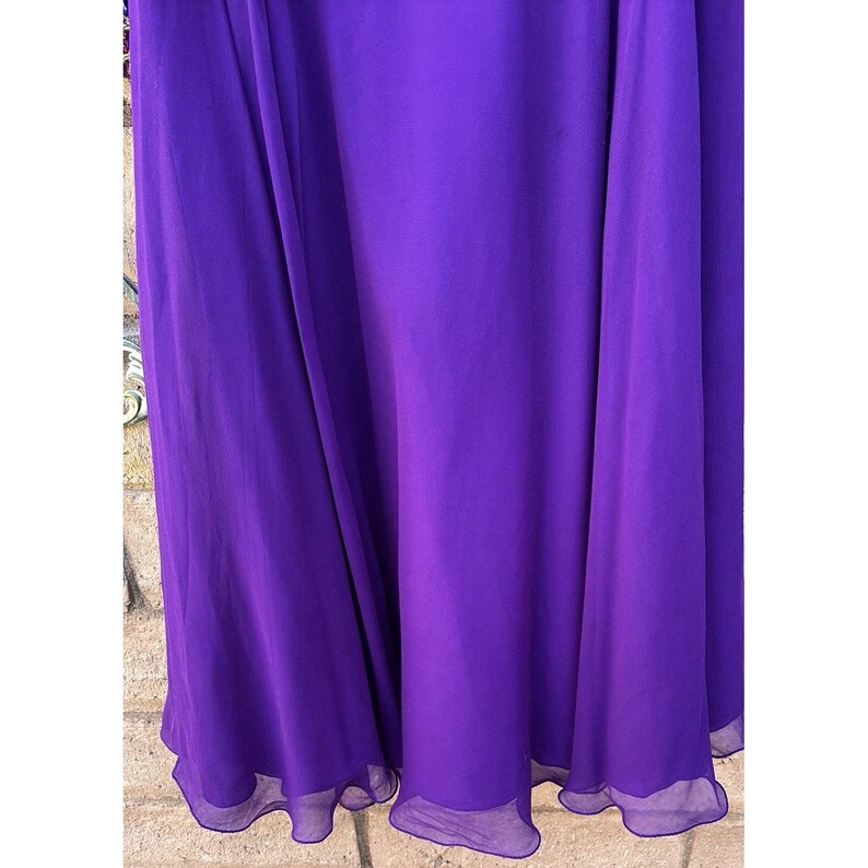 Vintage Adrianna Papell Silk Beaded Evening Dress Maxi Long Sleeve Size 8 90s image 5